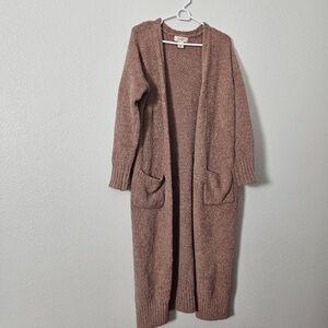 Cozy Brown Open-Front Cardigan Sweater Sz M